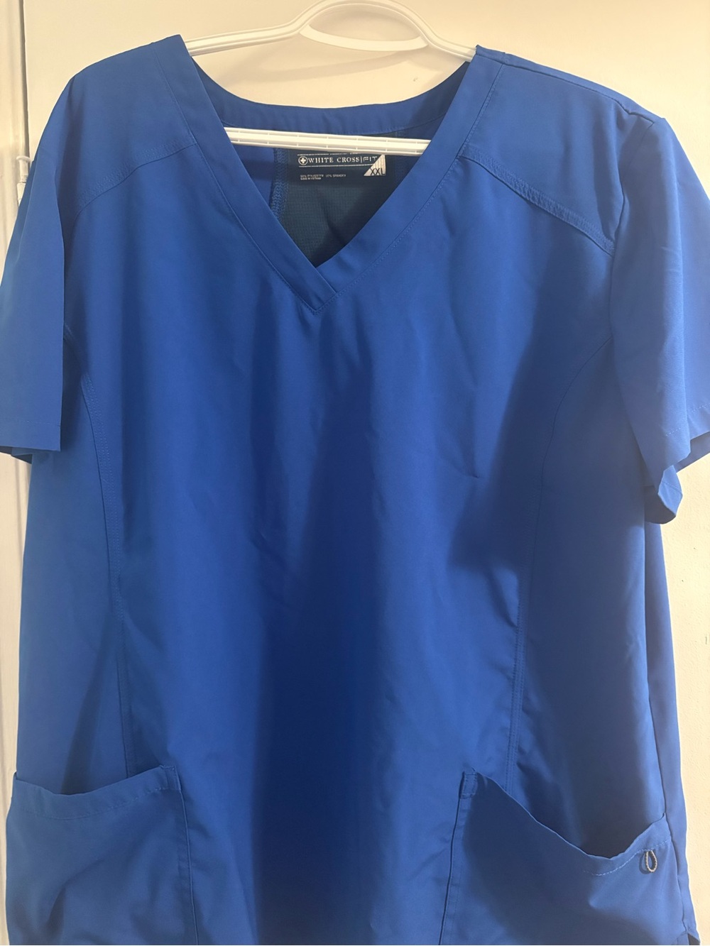 White Cross Royal Blue Scrub Top